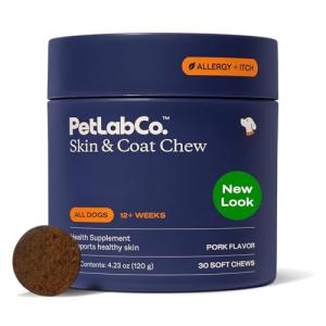PetLab Co. Skin & Coat Chew - Optimize Scalp and Fur Condition with a Tasty Dog Chew, Packed with Beneficial Fatty Acids, Vitamins and Apple Cider Vinegar - Packaging May Vary