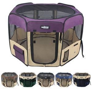 EliteField 2-Door Soft Pet Playpen (2 Year Warranty), Exercise Pen, Multiple Sizes and Colors Available for Dogs, Cats and Other Pets (42" x 42" x 24"H, Purple+Beige)