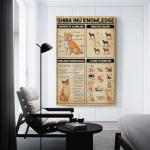 Shiba Inu Knowledge Poster - Vintage Japanese Dog Breed Guide with Anatomy Chart, Shiba Inu Colors & House Rules - Bedroom, Perfect for Room Decor, Or Classroom Wall Art - Ideal Gift for Pet Loversst