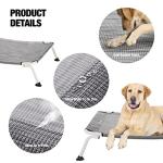 Veehoo Elevated Dog Bed for Outdoor, Cooling Waterproof Raised Dog Cots Beds for Large Dogs, Curved Off Ground Pet Hammock Cot Lifted for Outside, up to 85lbs, White Legs, Black Silver 42"