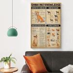 Shiba Inu Knowledge Poster - Vintage Japanese Dog Breed Guide with Anatomy Chart, Shiba Inu Colors & House Rules - Bedroom, Perfect for Room Decor, Or Classroom Wall Art - Ideal Gift for Pet Loversst
