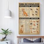 Shiba Inu Knowledge Poster - Vintage Japanese Dog Breed Guide with Anatomy Chart, Shiba Inu Colors & House Rules - Bedroom, Perfect for Room Decor, Or Classroom Wall Art - Ideal Gift for Pet Loversst