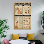 Shiba Inu Knowledge Poster - Vintage Japanese Dog Breed Guide with Anatomy Chart, Shiba Inu Colors & House Rules - Bedroom, Perfect for Room Decor, Or Classroom Wall Art - Ideal Gift for Pet Loversst