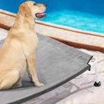 Veehoo Elevated Dog Bed for Outdoor, Cooling Waterproof Raised Dog Cots Beds for Large Dogs, Curved Off Ground Pet Hammock Cot Lifted for Outside, up to 85lbs, White Legs, Black Silver 42"