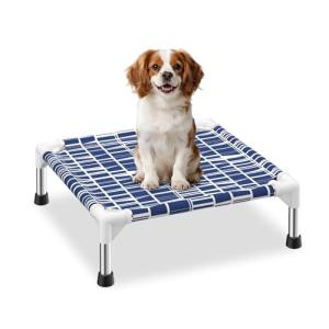 Elevated Dog Bed - Soft Comfortable Fabric, Easy to Clean, Stainless Steel Frame, Raised Design for Air Circulation, Durable Pet Cot for Small Dogs, Breathable & Stable Puppy Bed