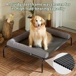 Cooling Elevated Dog Bed for Large Dogs – Waterproof Raised Dog Cot with Slope Headrest, Breathable Teslin Mesh, Durable & Portable Pet Bed for Indoor and Outdoor Use, Grey