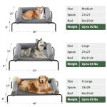 Cooling Elevated Dog Bed for Large Dogs – Waterproof Raised Dog Cot with Slope Headrest, Breathable Teslin Mesh, Durable & Portable Pet Bed for Indoor and Outdoor Use, Grey