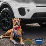 SLSON 2Pack Collapsible Dog Bowl,Integrated Molding Travel Bowl No Plastic Rim Pet Feeding Bowls for Walking Traveling Outdoors,600ML (Navy Blue+Dark Green)
