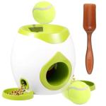 ZLHETWT Dog Ball Launcher Interactive Puppy Ball Thrower Machine with Treat Dispenser Fun Dog Training Toys for Indoor Outdoor(Green,2 Balls)