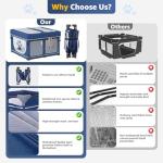 LOOBANI Foldable Dog Playpen with Cover: 1 Min Setup Pet Puppy Playpen Indoor, Sturdy Reinforced Steel/Iron Frame Dog Fence, Portable Whelping Box for Home Dog Cat Rabbit-43.3"x43.3"x27.1"│Patented