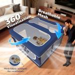 LOOBANI Foldable Dog Playpen with Cover: 1 Min Setup Pet Puppy Playpen Indoor, Sturdy Reinforced Steel/Iron Frame Dog Fence, Portable Whelping Box for Home Dog Cat Rabbit-43.3"x43.3"x27.1"│Patented