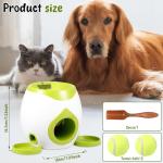 ZLHETWT Dog Ball Launcher Interactive Puppy Ball Thrower Machine with Treat Dispenser Fun Dog Training Toys for Indoor Outdoor(Green,2 Balls)