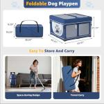 LOOBANI Foldable Dog Playpen with Cover: 1 Min Setup Pet Puppy Playpen Indoor, Sturdy Reinforced Steel/Iron Frame Dog Fence, Portable Whelping Box for Home Dog Cat Rabbit-43.3"x43.3"x27.1"│Patented