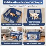 LOOBANI Foldable Dog Playpen with Cover: 1 Min Setup Pet Puppy Playpen Indoor, Sturdy Reinforced Steel/Iron Frame Dog Fence, Portable Whelping Box for Home Dog Cat Rabbit-43.3"x43.3"x27.1"│Patented