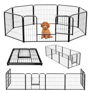 NEWBULIG Dog Playpen 8 Panels 24" Height Foldable Heavy Duty Metal Dog Exercise Playpen Puppy Fence for Indoor Outdoor Yard