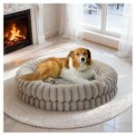 Luxury Donut Dog Bed - 36 Inch Round Oatmeal