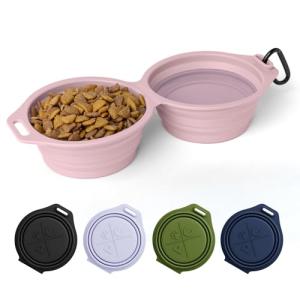 Collapsible Silicone Dog Bowls - Travel Friendly Pink