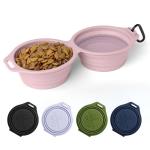 Collapsible Silicone Dog Bowls - Travel Friendly Pink