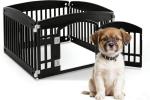 Foldable 4-Panel Dog Playpen with Safety Door