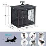 DWANTON Dog Crate Furniture with Cushion, Wooden Kennel Table with Double Doors, Indoor Dog House, Small/Medium/Large/Extra Large Size, 27.2" L, Dark Gray