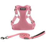 Best Pet Supplies Voyager Adjustable Step-in Flex Breathable Mesh Dog Harness for Small Medium Large Dogs Leash Set (Pink), S