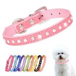 Pink Rhinestone Small Dog Collars for Female Dogs, Pretty Bling Diamond Cat Collar Crystal Sparkly Glitter Jewel Puppy Collar for XXS Xs Small Medium Pet Girl Dogs Kitten, XSmall