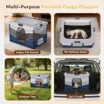 LOOBANI Foldable Dog Playpen for Small Dogs–Sturdy Puppy Playpen Indoor Outdoor with Full-Zip Washable Fabric Enclosure, 690D Waterproof Oxford Fabric, Portable Pet Crate with Carry Bag,32''x24''x22''