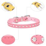 Pink Rhinestone Small Dog Collars for Female Dogs, Pretty Bling Diamond Cat Collar Crystal Sparkly Glitter Jewel Puppy Collar for XXS Xs Small Medium Pet Girl Dogs Kitten, XSmall