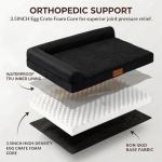 Patas Lague Orthopedic Dog Bed Large Sized Dog 36''X24'', Waterproof L Bolster Medium Pet Sofa Beds with Removable Washable Cover, Soft Comfortable Pet Couch Crate Mat with Nonskid Bottom, Black