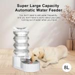 RIZZARI Gravity Dog Water Dispenser: 8L Large Auto-Refill Stainless Steel Pet Water Feeder - No-Spill BPA-Free Design for Large Dogs & Multi-Dog Homes - Everyday Indoor & Outdoor Spaces