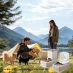 Elevated Dog Bowls Set, 1 Gallon Automatic Gravity Food Feeder & Water Dispenser with Stainless Steel Bowls, Adjustable Elevated Feeder for Small Medium Large Dogs, Anti-Choking & Neck Protection