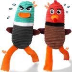 PatsFran Dog Toys for Aggressive Chewers, 2 Pack No Stuffing Squeaky Dog Toys to Keep Them Busy, Interactive Puppy Toys with Crinkle and Holds a Bottle