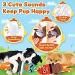 PatsFran Dog Toys for Aggressive Chewers, 2 Pack No Stuffing Squeaky Dog Toys to Keep Them Busy, Interactive Puppy Toys with Crinkle and Holds a Bottle