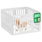 FDW Dog Playpen with Door, 24 Inch Puppy Play Pen for Small Dogs, Indoor Outdoor Plastic Pet Fence, Secure Locking Gate Pen, 38" L x 38" W x 24" H, White (4 Panels)
