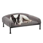 Veehoo Elevated Dog Bed with Bolster Cushion, Fluffy Plush Dog Couch Beds for Small Dogs, Cats, Washable Raised Pet Cot with Non-Slip Feet for Indoor or Patios Use, 24 x 18 Inches, Grey
