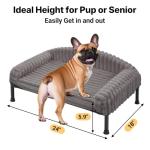 Veehoo Elevated Dog Bed with Bolster Cushion, Fluffy Plush Dog Couch Beds for Small Dogs, Cats, Washable Raised Pet Cot with Non-Slip Feet for Indoor or Patios Use, 24 x 18 Inches, Grey