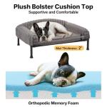 Veehoo Elevated Dog Bed with Bolster Cushion, Fluffy Plush Dog Couch Beds for Small Dogs, Cats, Washable Raised Pet Cot with Non-Slip Feet for Indoor or Patios Use, 24 x 18 Inches, Grey