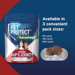 Pet Protect Dog Hip & Joint+ Supplement for Active & Aging Dogs, Vet-Formulated Synovi G4, Dog Glucosamine, Chicken-Flavored Soft Chews (60 Count)