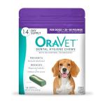 ORAVET Dental Chews for Dogs, Oral Care and Hygiene Chews (Medium Dogs, 25-50 lbs.) Purple Pouch, 14 Count