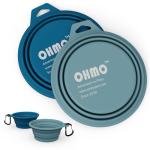 OHMO Collapsible Dog Bowl(2 Pack, Peacock&Light Blue 12oz/400ml) Premium Silicone Pet Water Bowls for Cats & Dogs, Portable Dog Travel Bowls Foldable for Outdoor Camping Hiking