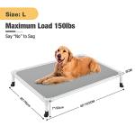 Veehoo Chew Proof Elevated Dog Bed - Cooling Raised Pet Cot - Silver Aluminum Frame and Durable Textilene Mesh Fabric, Unique Designed No-Slip Feet for Indoor or Outdoor Use, Grey, Large, CWC2003
