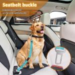 Removable Dog Seat Belt Harness for Car, 3 in 1 Pet Dog Car Seatbelt Leash, Retractable Restraint Secures to Vehicle Headrest & Adjustable Reflective Bungee Dog Seatbelt Tether, Blue and Black
