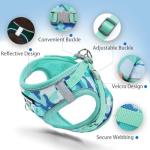 Jolifield Step in Dog Harness with Leash Set, Adjustable Soft Padded and Breathable Mesh for Small Sized Dog, Reflective No Pull No Choke Cat Vest Harness, Easy Control Pet Vest, Teal L