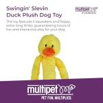 Multipet Swingin' Slevin Duck Dog Plush Toy - Squeaky Dog Toy for All Dogs - Extra Soft Plush - Stuffed Animal for Cuddling & Playing - Cute Dog Pet Toy (27”, Yellow, 5 Squeakers)