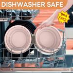 ABIXIEYQ Collapsible 2-in-1 Dog Bowls: Leakproof Double Silicone Food & Water Bowl for Travel, Camping, Hiking - Portable Cat & Dog Feeding Supplies (Pink)