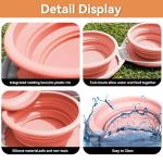 ABIXIEYQ Collapsible 2-in-1 Dog Bowls: Leakproof Double Silicone Food & Water Bowl for Travel, Camping, Hiking - Portable Cat & Dog Feeding Supplies (Pink)