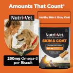 Nutri-Vet Skin & Coat Biscuits for Dogs, Tasty Dog Treat, Skin and Coat Supplement, Omega 3 Fish Oil, Made with Omega 3 and Biotin, Fish Oil Treat for Pets, Chicken & Krill Flavor, 16 oz