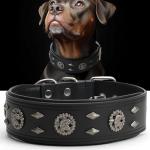LOIIHEII Premium Leather Dog Collar for Large Dogs - 2-Inch Wide Adjustable Soft Handmade Heavy Duty Collar for Giant Breeds, Durable & Comfortable - Black