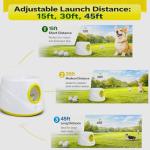 JLGK Automatic Dog Ball Launcher for Small Dogs & Medium Dogs, Interactive Fetch Machine with 3 Launch Distances (15–45 FT), USB Rechargeable, Includes 6 ETPU Balls