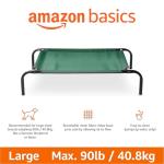 Amazon Basics Cooling Breathable Elevated Dog Bed with Metal Frame for Large Dogs, 51" x 31" x 8", Green, Easy to Assemble